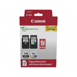 Cartouches Canon PG-540 / CL-541 - Pack Noir & Couleur + 50 feuilles Canon Photo Glossy 10x15cm